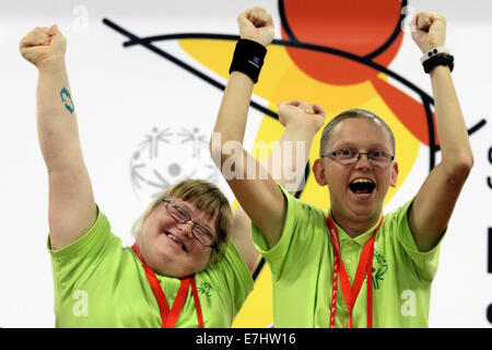 Antwerpen, Belgien. 17. September 2014. Athleten führen während der 3. Tag der Special Olympics Summer Games 2014 in Antwerpen Credit: Yiannis Kourtoglou/Alamy Live News Stockfoto