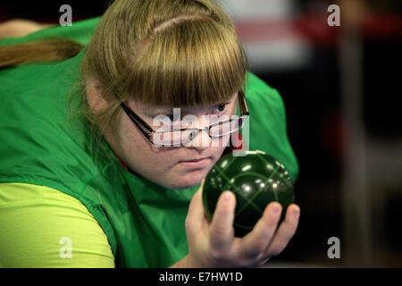 Antwerpen, Belgien. 17. September 2014. Athleten führen während der 3. Tag der Special Olympics Summer Games 2014 in Antwerpen Credit: Yiannis Kourtoglou/Alamy Live News Stockfoto