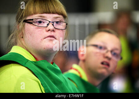 Antwerpen, Belgien. 17. September 2014. Athleten führen während der 3. Tag der Special Olympics Summer Games 2014 in Antwerpen Credit: Yiannis Kourtoglou/Alamy Live News Stockfoto