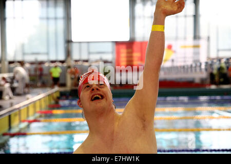 Antwerpen, Belgien. 17. September 2014. Athleten führen während der 3. Tag der Special Olympics Summer Games 2014 in Antwerpen Credit: Yiannis Kourtoglou/Alamy Live News Stockfoto