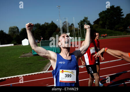 Antwerpen, Belgien. 17. September 2014. Athleten führen während der 4. Tag der Special Olympics Summer Games 2014 in Antwerpen am 17. September 2014 Credit: Yiannis Kourtoglou/Alamy Live News Stockfoto