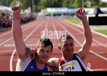 Antwerpen, Belgien. 17. September 2014. Athleten führen während der 4. Tag der Special Olympics Summer Games 2014 in Antwerpen am 17. September 2014 Credit: Yiannis Kourtoglou/Alamy Live News Stockfoto