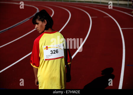 Antwerpen, Belgien. 17. September 2014. Athleten führen während der 4. Tag der Special Olympics Summer Games 2014 in Antwerpen am 17. September 2014 Credit: Yiannis Kourtoglou/Alamy Live News Stockfoto