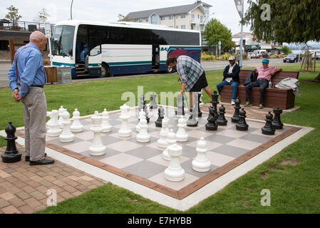 Straße Schach-Spiel und Spieler in Taupo Nordinsel Neuseeland Stockfoto