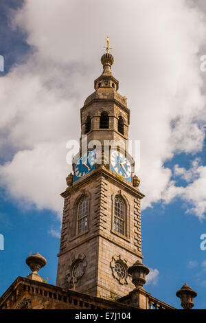 Das Tolbooth Uhrturm Revolution, Merchant City Cross Glasgow, Schottland. Stockfoto