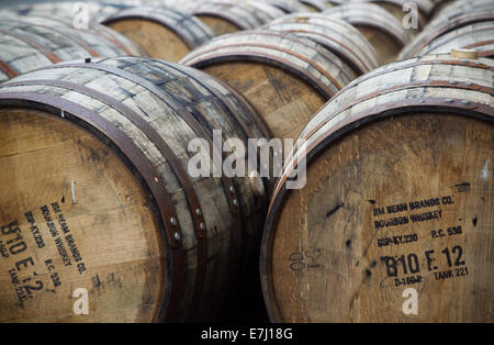 Jim Beam Whisky Fässern in Glengoyne Destillerie Stockfoto