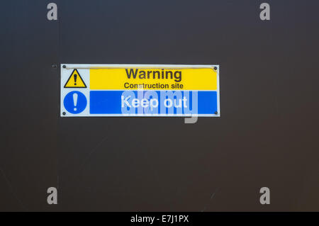 Bau-Website-Warnschild, London England Vereinigtes Königreich UK Stockfoto