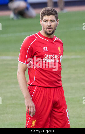 sein Bild zeigt FC Liverpool und England Kapitän und Superstar Steven Gerrard während 2014 Guinness Int ' l Champions Cup USA Stockfoto