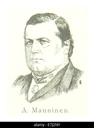 Mechelins Werk von 1894 zeigt eine Illustration von A. Manninens Buchkarte, die den Inhalt des Buches visuell darstellt. Stockfoto