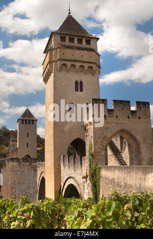 Pont Valentré, Cahors, Lot Department, Frankreich Stockfoto