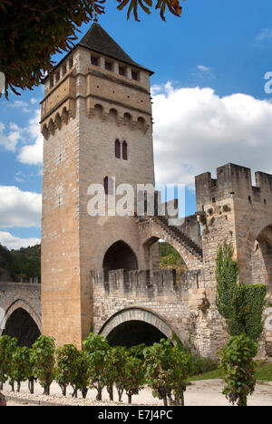 Pont Valentré, Cahors, Lot Department, Frankreich Stockfoto