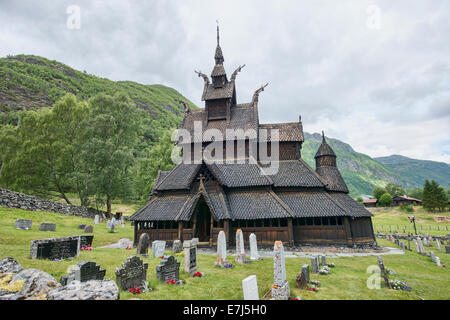 Die magische Stabkirche in Borgund, Norwegen Stockfoto