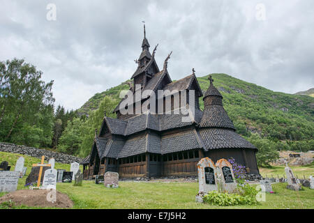 Die magische Stabkirche in Borgund, Norwegen Stockfoto