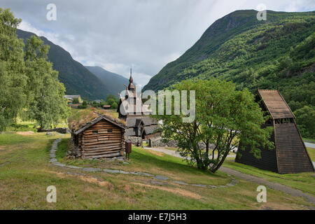 Die magische Stabkirche in Borgund, Norwegen Stockfoto