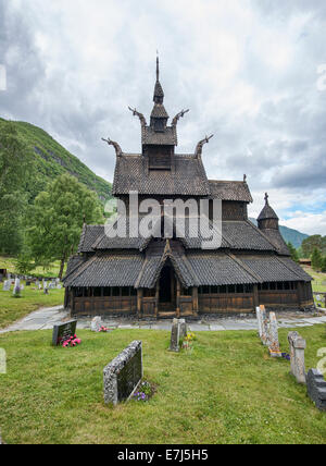 Die magische Stabkirche in Borgund, Norwegen Stockfoto