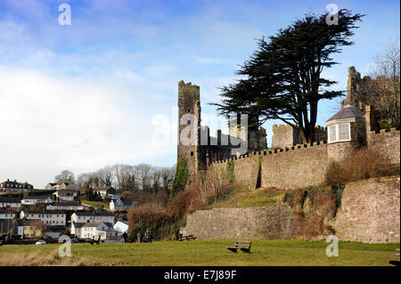 Ansicht des Laugharne Castle in Carmarthenshire, Wales UK Stockfoto