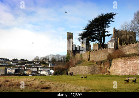 Ansicht des Laugharne Castle in Carmarthenshire, Wales UK Stockfoto