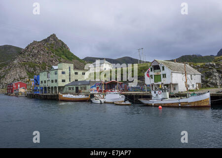 Restauriert, Angeln Dorf Nyksund, Langøya, Vesterålen, Norwegen Stockfoto