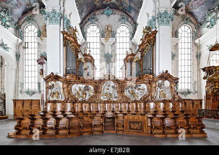 Chor, Chorgestühl und Innere des barocken katholischen Kathedrale von St. Gallen, St.Gallen, Kanton St. Gallen, Schweiz Stockfoto