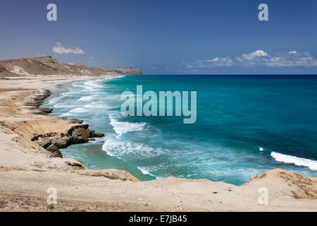 Küste, Strand von Al Mughsail, Salalah, Dhofar Region, Sultanat Oman, Arabische Halbinsel Stockfoto