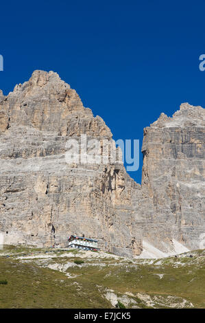 Italien, Europa, Trentino, Südtirol, Südtirol, Refugio Auronzo, drei Zinnen, Zinnen, drei Zinnen von Lavaredo, Sextner Stockfoto