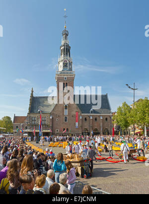 Holland, Europa, Koog Aan de Zaan, Alkmaar, Noord-Holland, Niederlande, Stadt, Dorf, Sommer, Menschen, wiegen Haus, Käse-Marke Stockfoto