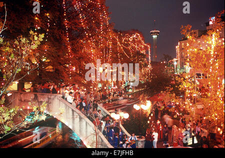 Las Luminarias, Riverwalk, San Antonio, Texas Stockfoto