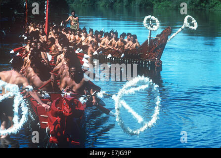 Ngaruawahia River, Regatta, Maori, Ngaruawahia, Neuseeland... Stockfoto