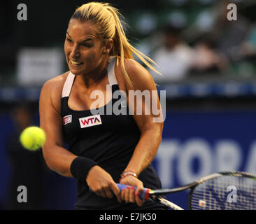 Tokio, Japan. 19. Sep, 2014. Dominika Cibulkova der Slowakei trifft eine Rückkehr zu Angelique Kerber Deutschlands in der dritten Vorrundenspiel bei den Toray Pan Pacific Open Turnier in Tokio, Japan, 19. September 2014. Bildnachweis: Stringer/Xinhua/Alamy Live-Nachrichten Stockfoto