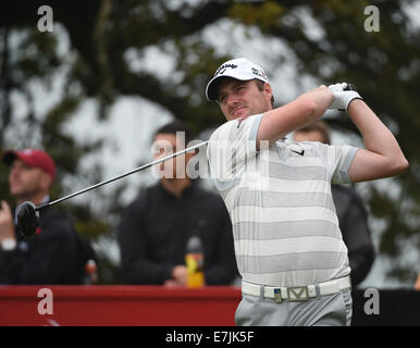 Newport, Wales. 19. Sep, 2014. ISPS Handa Wales Open Golf. Tag2. Marc Warren bei 16 Credit: Action Plus Sport/Alamy Live News Stockfoto