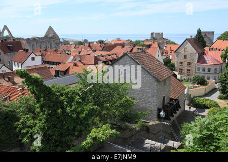 Die historische Innere Stadt Visby auf Gotland, Schweden - ein UNESCO-Weltkulturerbe Stockfoto