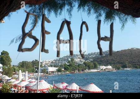 Handgemachte 'Beach' Wort in Holzbuchstaben Stockfoto