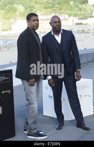 San Sebastian, Baskenland, Spanien. 19. Sep, 2014. Denzel Washington und Antoine Fuqua besuchen Sie "The Equalizer" Photocallduring dem 62st San Sebastian International Film Festival im Kursaal Palace am 19. September 2014 in San Sebastian, Spanien. Bildnachweis: Jack Abuin/ZUMA Draht/Alamy Live-Nachrichten Stockfoto