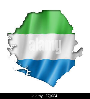 Sierra Leone-Flagge abzubilden, drei dimensionalen Render, isoliert auf weiss Stockfoto