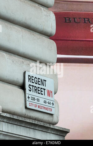 Straßenschild an der Unterseite der Regent Street Stockfoto