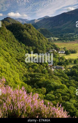 Blick über Borrowdale-Tal in der Nähe von Derwentwater, Cumbria, Lake District, England Stockfoto