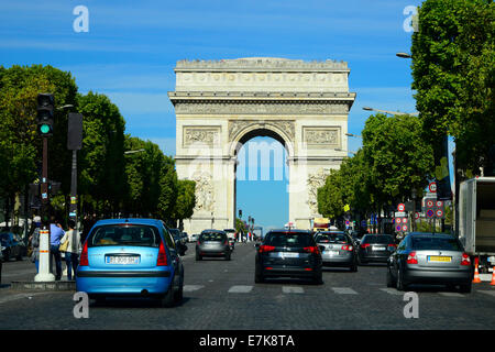 Arc de Triomphe, Champs Elysees Paris Frankreich Europa FR Stadt der Lichter Stockfoto