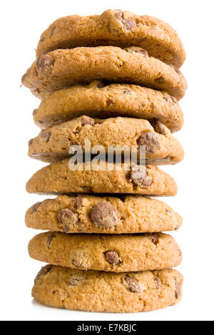 Haufen von Schokolade Cookies auf weißem Hintergrund Stockfoto