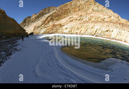 Chadar Trek am Fluss Zanskar, Ladakh Stockfoto