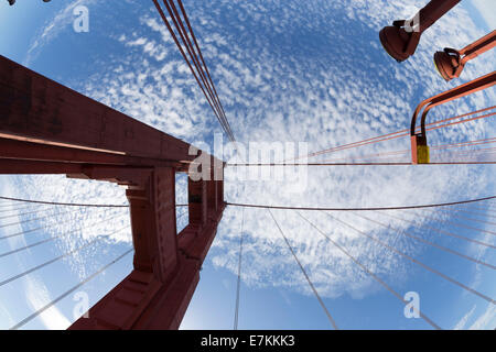 Fisheye Blick auf die Golden Gate Bridge, San Francisco, Kalifornien. Stockfoto