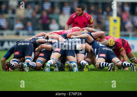 Salford, UK. 20. Sep, 2014. Aviva Premiership. Sale Sharks im Vergleich zu London Welsh. Bildnachweis: Aktion Plus Sport/Alamy Live-Nachrichten Stockfoto