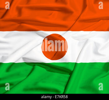 Niger Fahne auf einer Seide drapieren winken Stockfoto