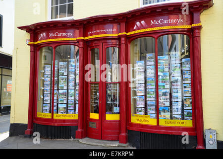 McCartneys Immobilienmaklern, High Street, Brecon, Brecon Beacons National Park, Powys, Wales, Vereinigtes Königreich Stockfoto