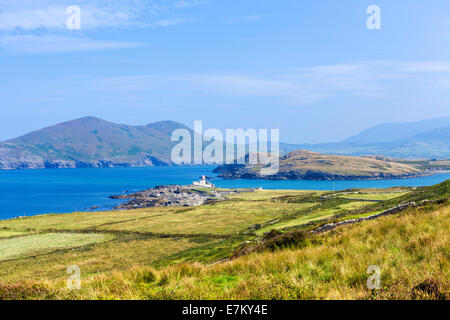 Blick auf Valentia Leuchtturm auf der westlichen Seite von Valentia Island, County Kerry, Irland Stockfoto