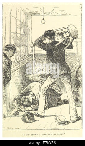 Eine Skizze von Mark Twain aus dem Jahr 1883, die ein fiktives Ereignis von „Killing Brown“ mit Twains charakteristischem Witz und Humor darstellt. Stockfoto