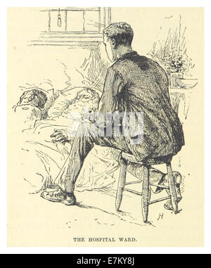Eine Skizze von Mark Twain aus dem Jahr 1883, die eine Krankenhausstation darstellt und möglicherweise seine Sicht auf die Gesundheitsversorgung oder das Krankenhausleben im 19. Jahrhundert widerspiegelt. Stockfoto
