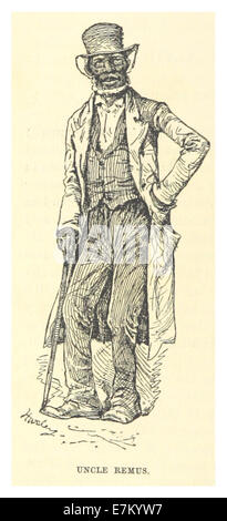 Eine 1883 Illustration von *Mark Twain*, Seite 478, die eine Szene von *Onkel Remus* darstellt. Das Bild hebt die Charakterdarstellung und den Stil des Erzählens in Twains ikonischem Werk hervor. Stockfoto
