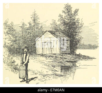 Eine Zeichnung von Mark Twain aus dem Jahr 1883, die ein Postamt entlang des Arkansas River darstellt und das Wesen der Infrastruktur und Geschichte der Region erfasst. Stockfoto