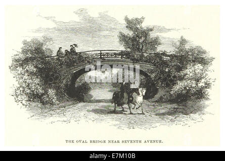 NYC-CentralPark (1869) p220 The Oval Bridge in der Nähe von Seventh Avenue Stockfoto