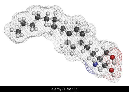Fingolimod Wirkstoffmolekül Multiple Sklerose (MS). Atome sind als Kugeln mit konventionellen Farbcodierung vertreten: Wasserstoff (Whi Stockfoto